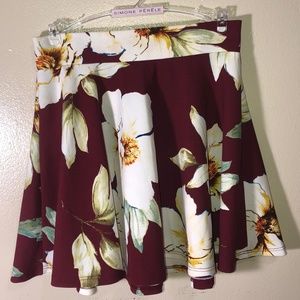 Red floral skirt